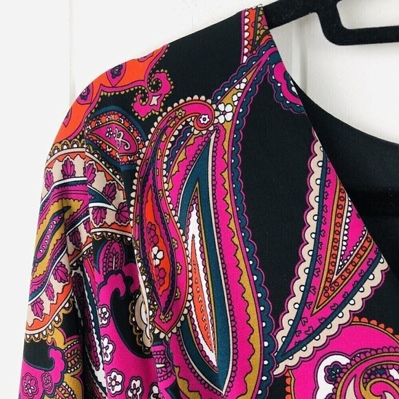 Trina Trina Turk Birch Printed Jersey V-Neck Ruched Dress Small - Picture 4 of 14